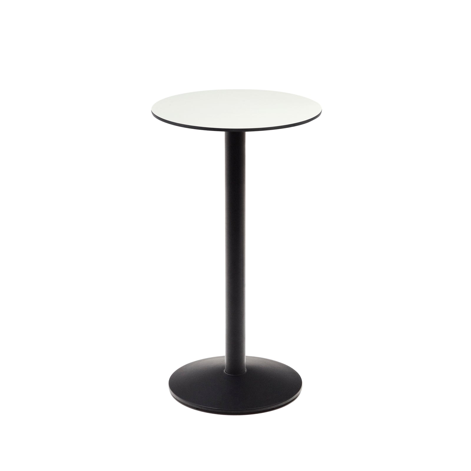 Produktbillede af KAVE HOME Esilda højt udendørs barbord rund hvid HPL og sort metal Ø60x96 i premium kvalitet