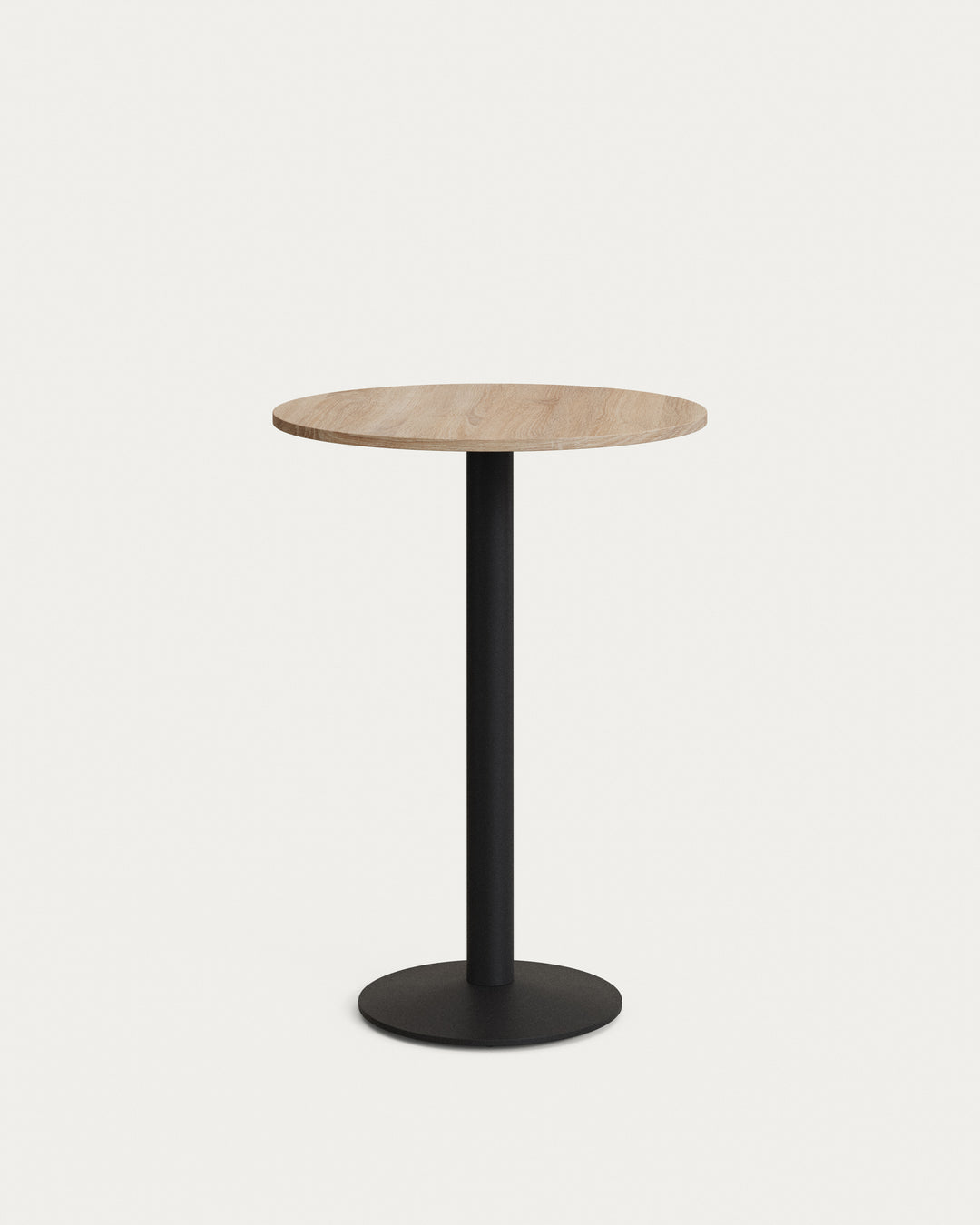 Produktbillede af KAVE HOME Esilda barbord rund naturfinish melamin og sort metal Ø60 i premium kvalitet