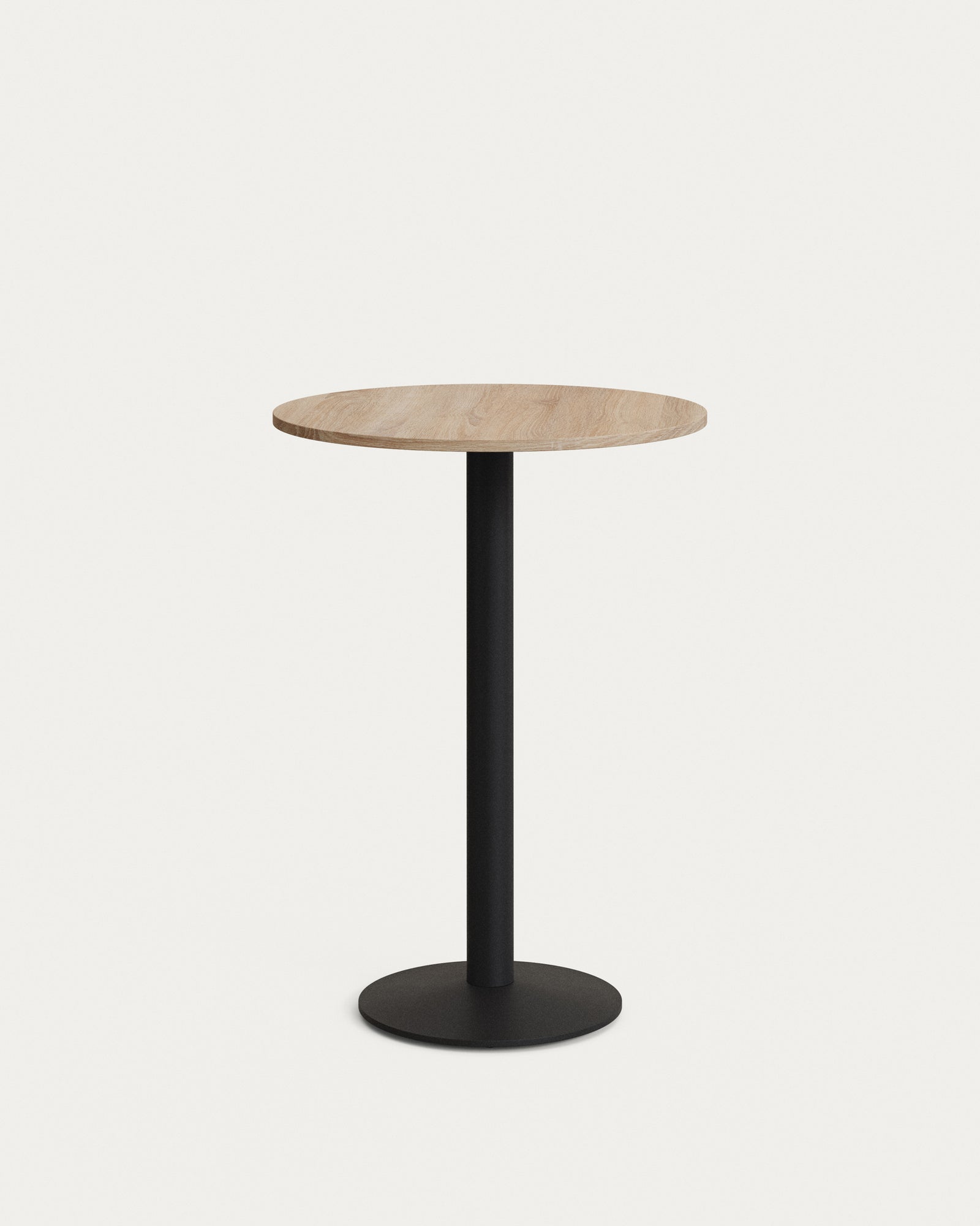 Produktbillede af KAVE HOME Esilda barbord rund naturfinish melamin og sort metal Ø60 i premium kvalitet