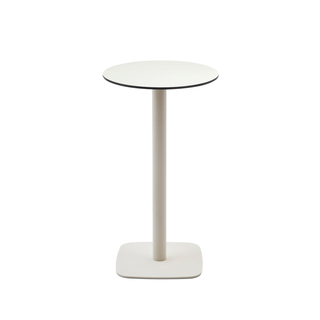 Produktbillede af KAVE HOME Dina højt udendørs barbord rund hvid HPL og hvid metal Ø60x96 i premium kvalitet