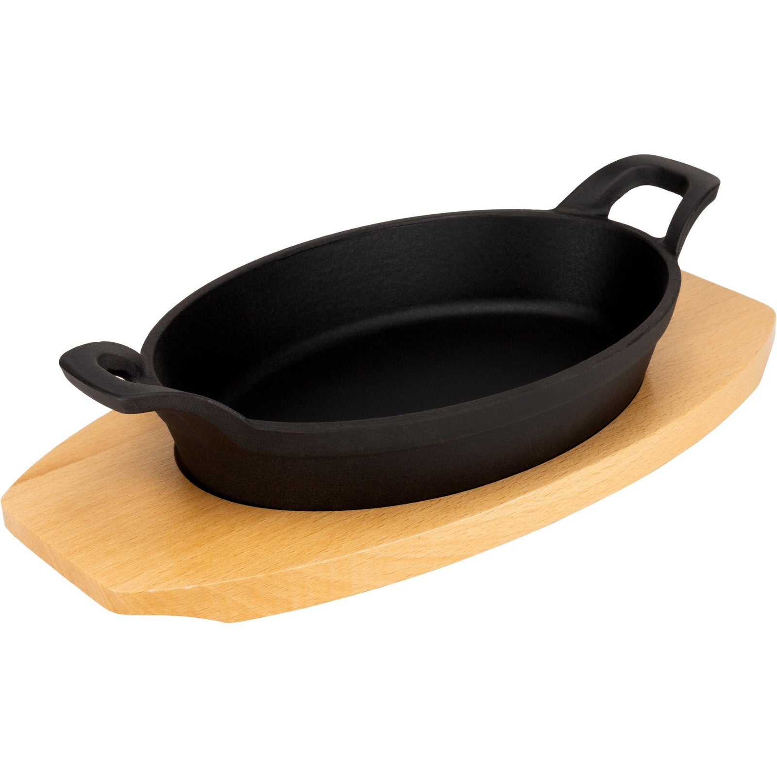 Essentials Essentials Oval Støbejernsform 22 cm, bordskåner i træ – billede i brug (Støbejernsgryde)