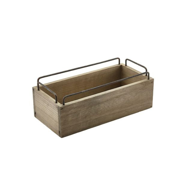 Produktbillede af Industriel Trækasse Til Borddækning & Opbevaring 25 x 12 x 9.5cm på tilbud – premium kvalitet og detaljer