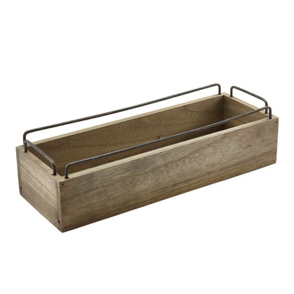 Produktbillede af Industriel Trækasse Til Borddækning & Opbevaring 34 x 12 x 9cm på tilbud – premium kvalitet og detaljer