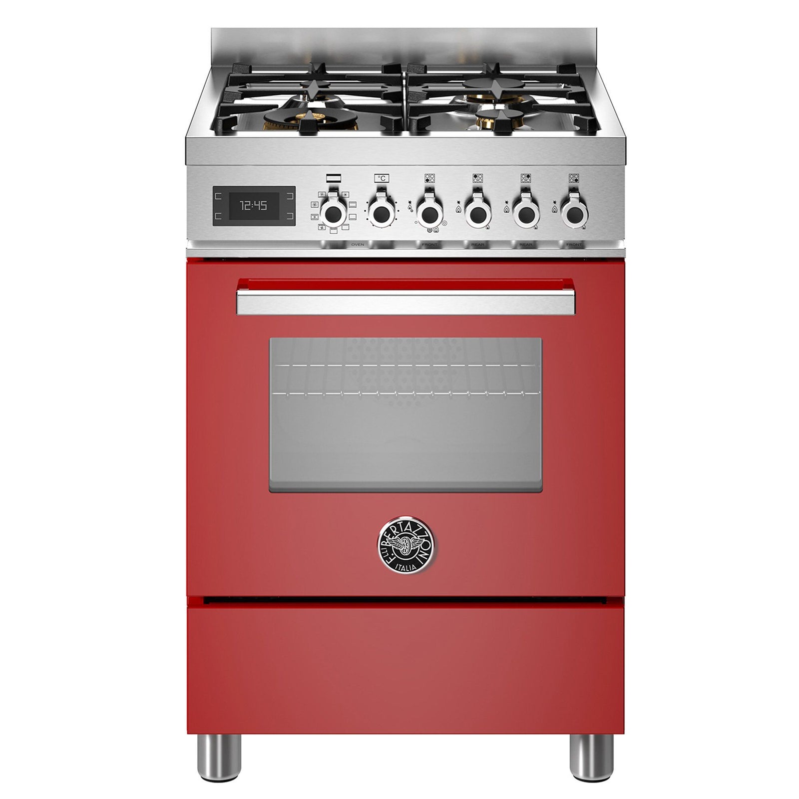 Bertazzoni Bertazzoni PRO64L1EROT Professional gaskomfur med ovn, 60 cm, rød – close-up (Gasblus)
