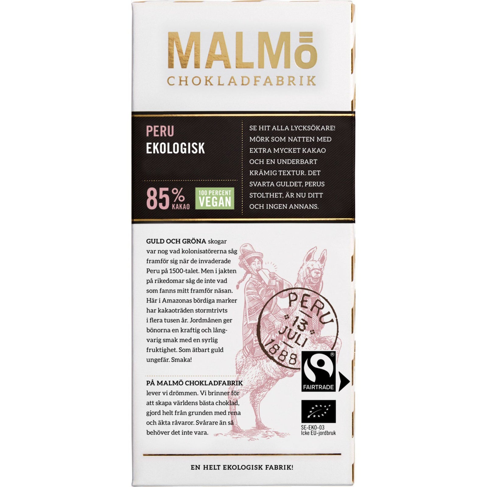 Malmö chokladfabrik Malmö chokladfabrik Peru 85% – produktvisning (Chokolade)
