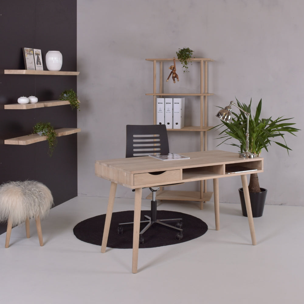 Produktbillede af Texas- Skrivebord med skuffe i eg to størrelser 120 x 60 cm Ubehandlet på tilbud i høj kvalitet