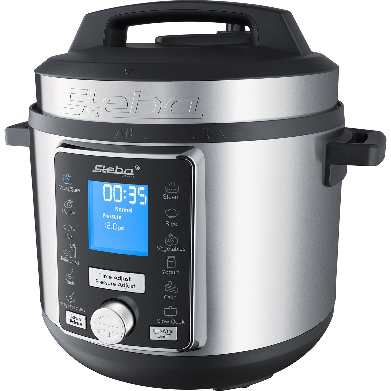 Steba Steba Trykkoger med timer, 6 l., stål ❤ produktbillede i kategorien Trykkoger