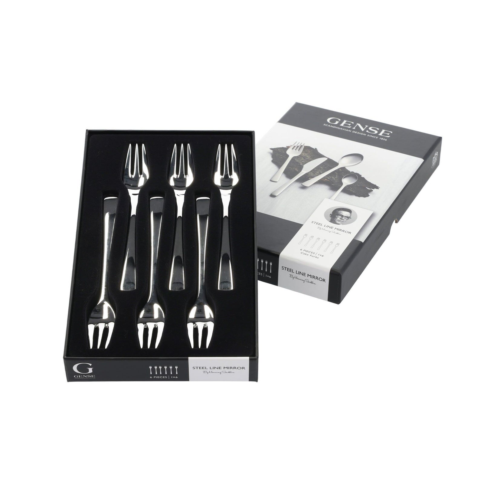 Gense Gense Steel Line kagegaffel i blankt stål, 6 stk. – vinkelbillede (Gafler)