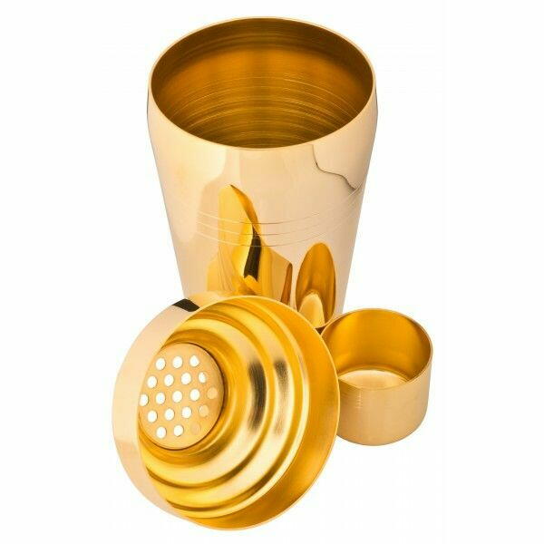 Produktbillede af Tredelt Cocktailshaker Yukiwa Baron Gyldne 510ml på tilbud – premium kvalitet og detaljer