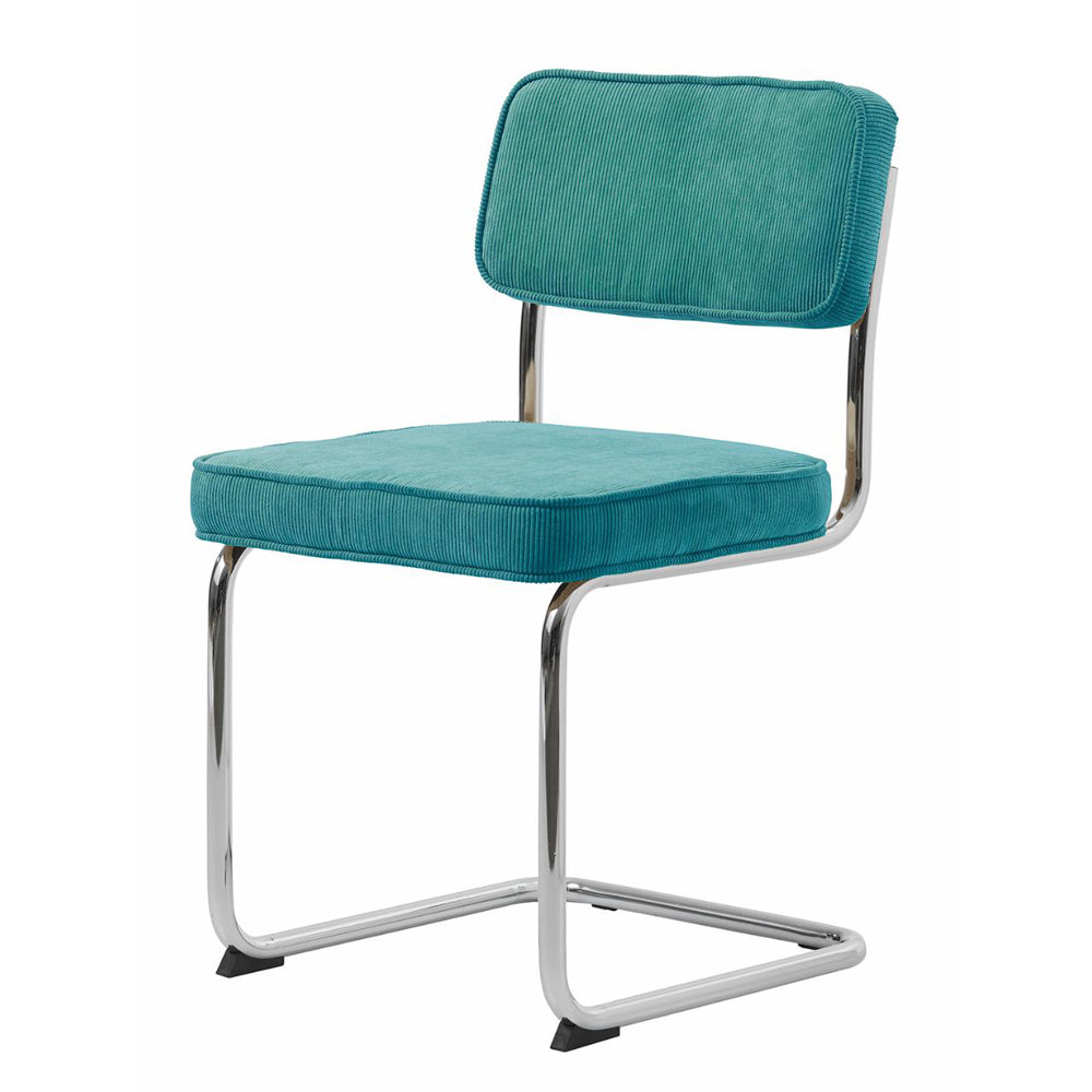 Regal spisebordsstol blå cordoroy polyester fløjl og krom metal