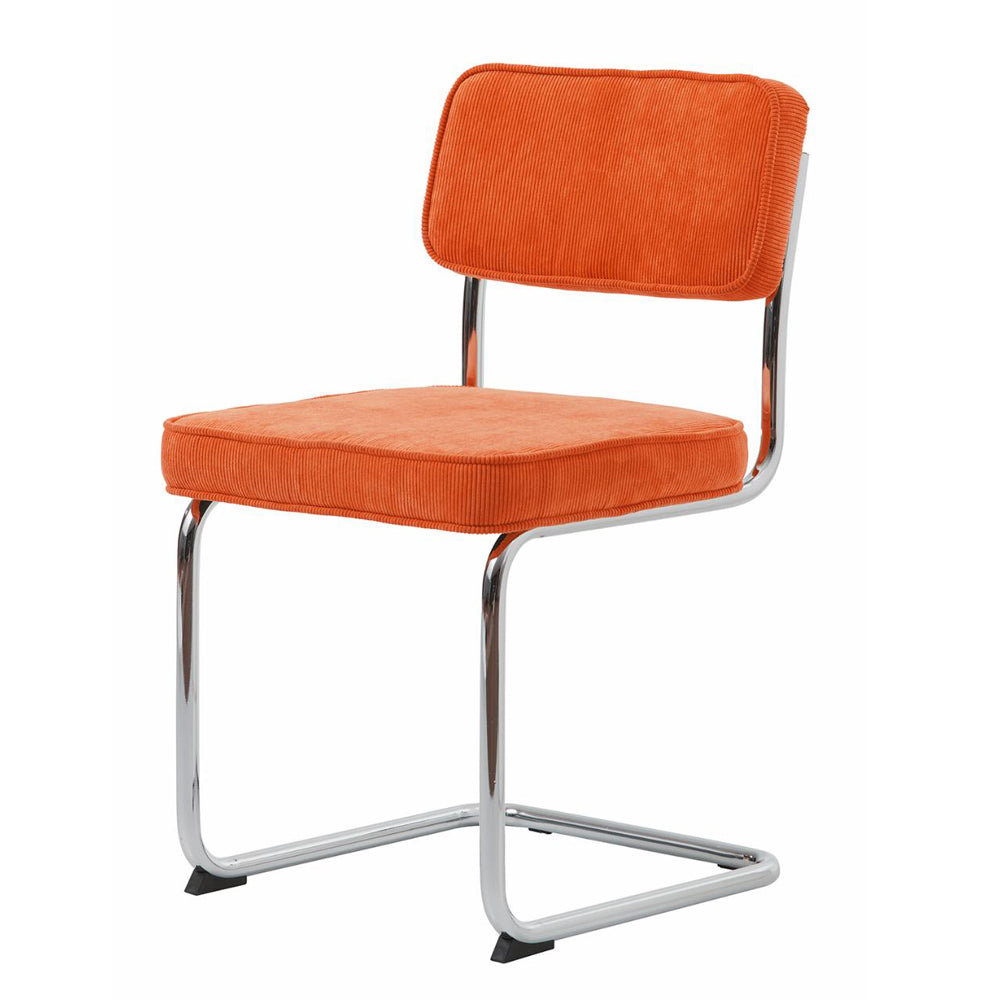 Regal spisebordsstol orange cordoroy polyester fløjl og krom metal