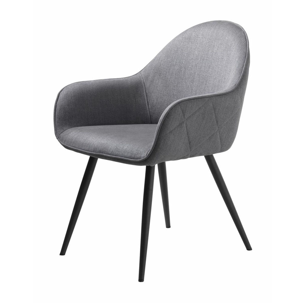 Produktbillede af Serene spisebordsstol m. armlæn grå polyester og sort metal i premium kvalitet