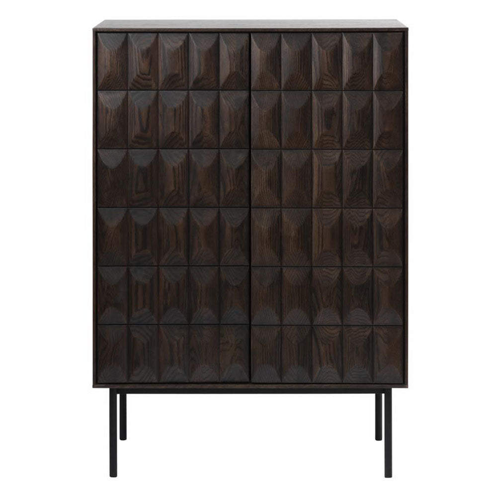 Lustrous barskab m. 2 låger espresso eg og sort metal