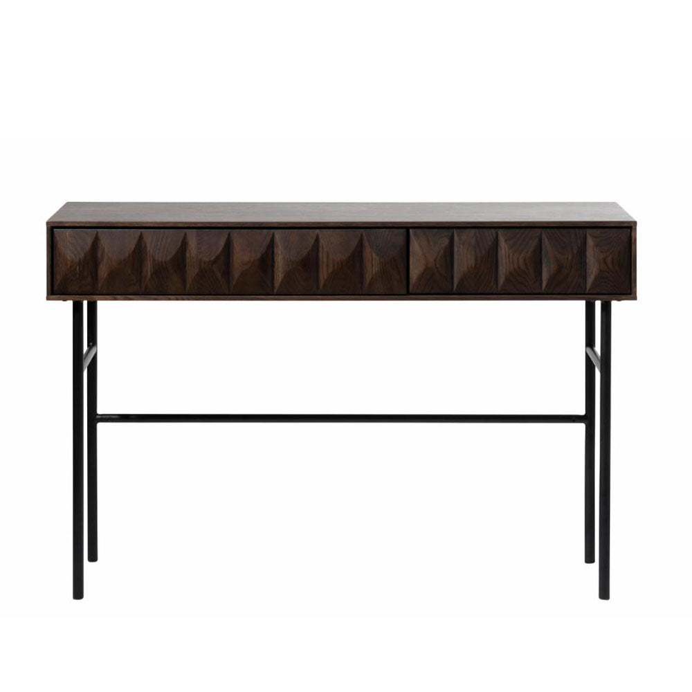 Lustrous konsolbord m. 2 skuffer espresso eg og sort metal 117x39