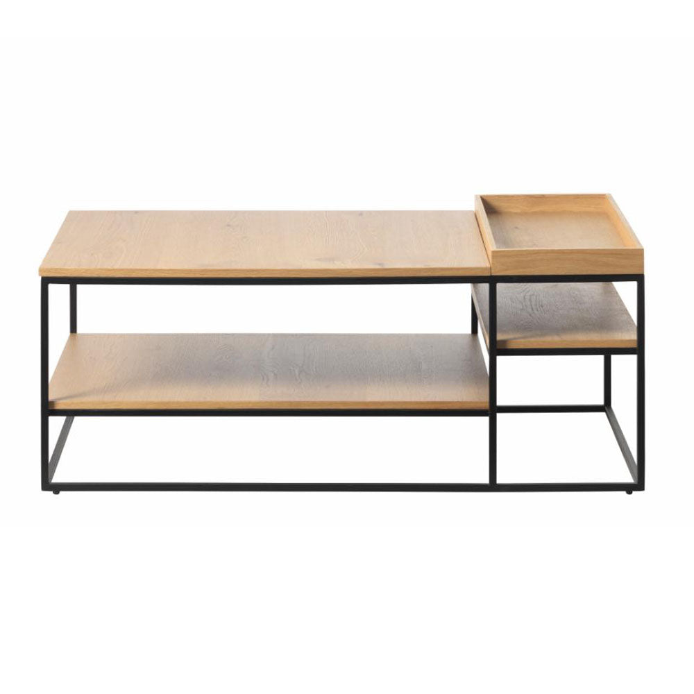 Produktbillede af Echelon sofabord m. 2 hylder natur egetræsfiner/eg og sort metal 70x120 i premium kvalitet