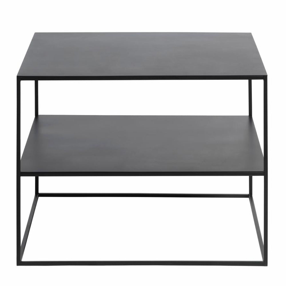 Opulence sofabord m. hylde sort metal 65x65