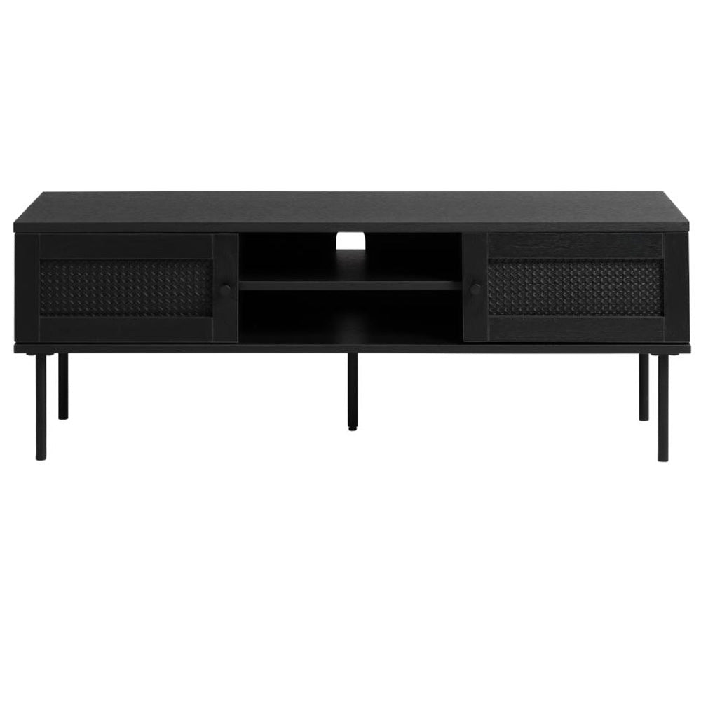 Exquisite TV-bord m. 2 låger og 1 hylde sort polyrattan og sort melamin 120x40