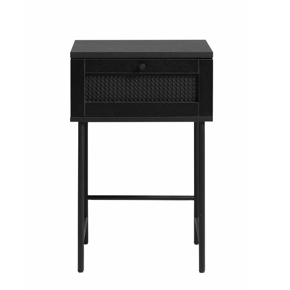 Exquisite sidebord m. 1 skuffe sort polyrattan og sort melamin 45x45