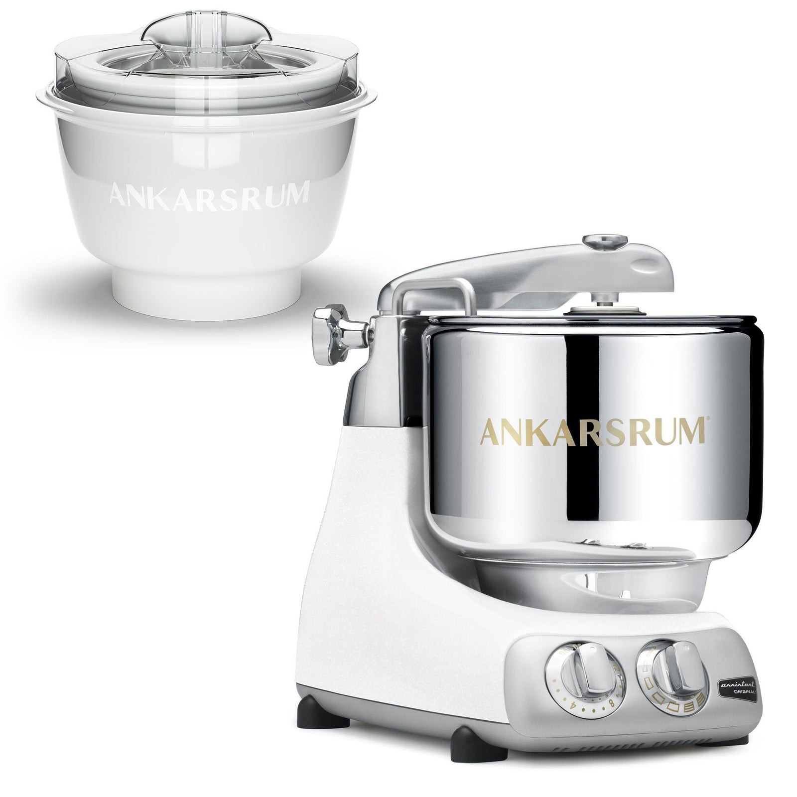 Ankarsrum Ankarsrum AKM 6230 røremaskine med ismaskine, glossy white ❤ produktbillede (Ismaskiner)