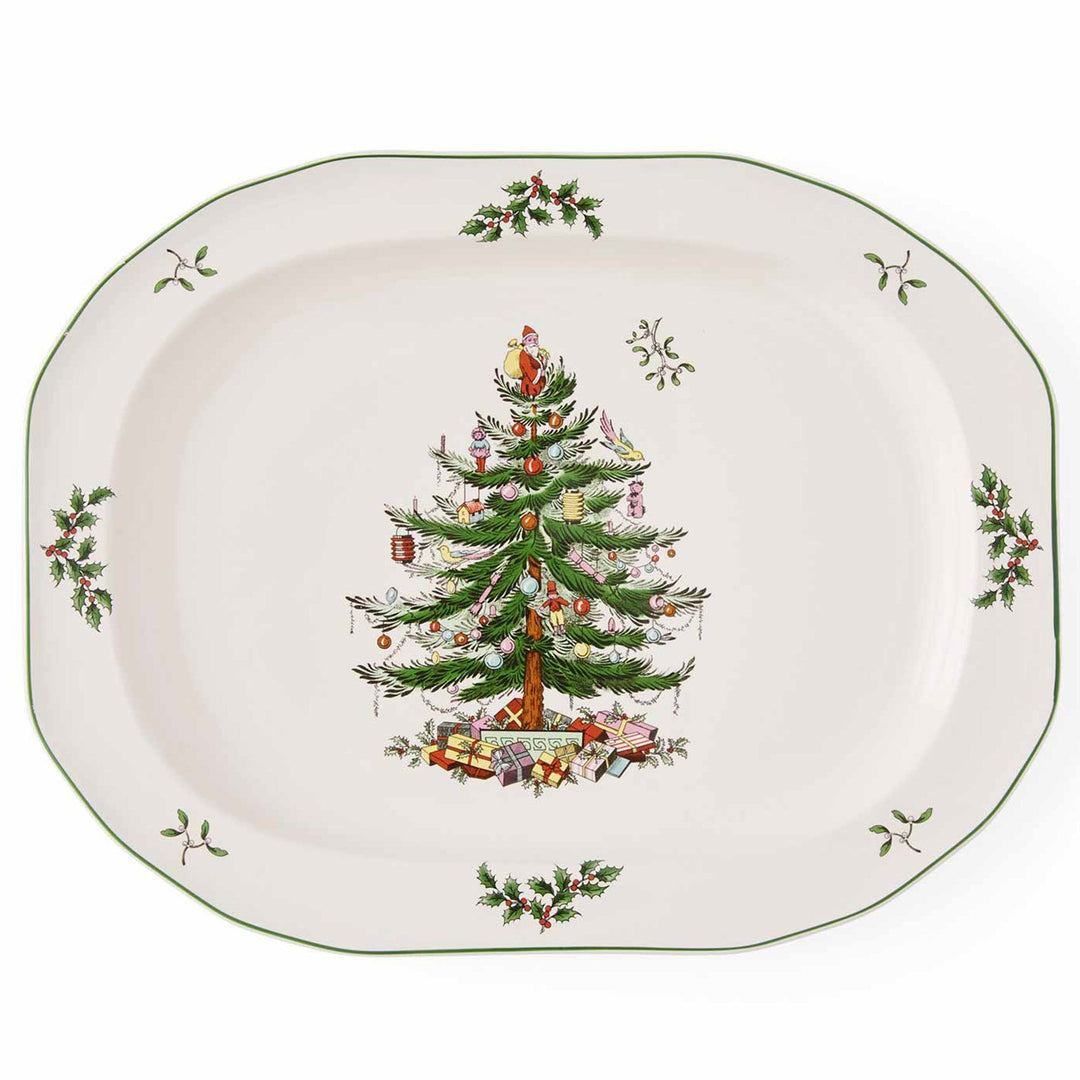 Spode Spode Christmas Tree ovalt fad ❤ produktfoto (Serveringsfad)