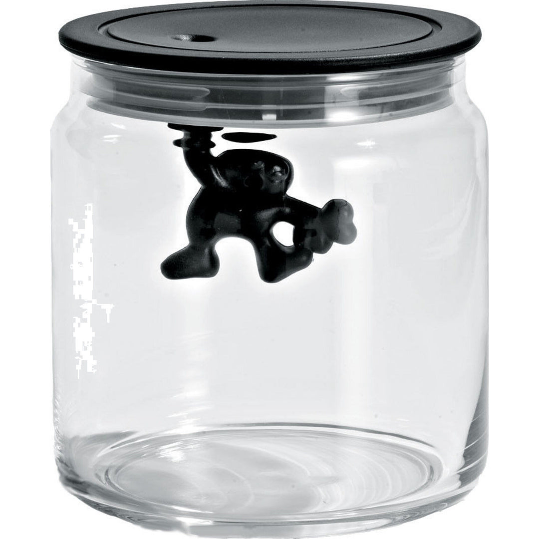 Alessi Alessi Gianni glaskrukke med låg, 70 cl., sort – detaljebillede (Glasbeholder)