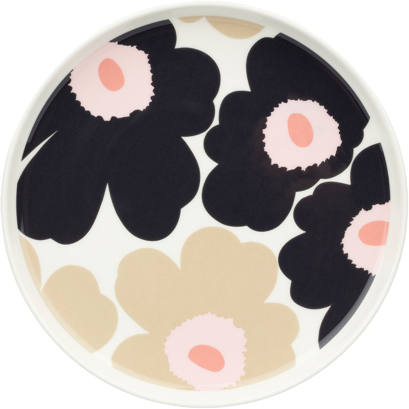 Marimekko Marimekko Unikko tallerken 20 cm, off white/kulgrå – vinkelbillede (Tallerken)