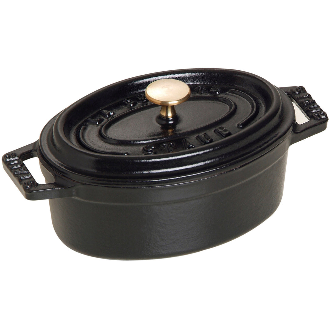 Staub Staub La Cocotte oval cocotte 11cm. 0,25 liter, sort ❤ frontbillede (Minikogekar)