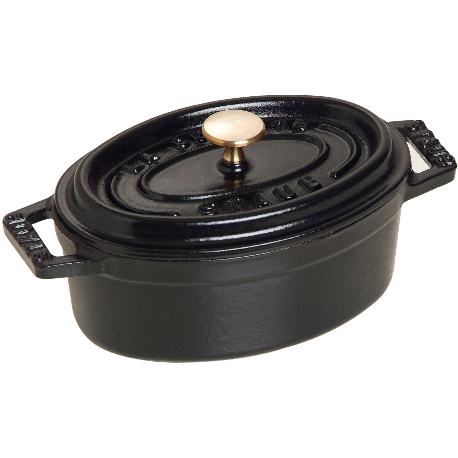 Staub Staub La Cocotte oval cocotte 11cm. 0,25 liter, sort ❤ frontbillede (Minikogekar)