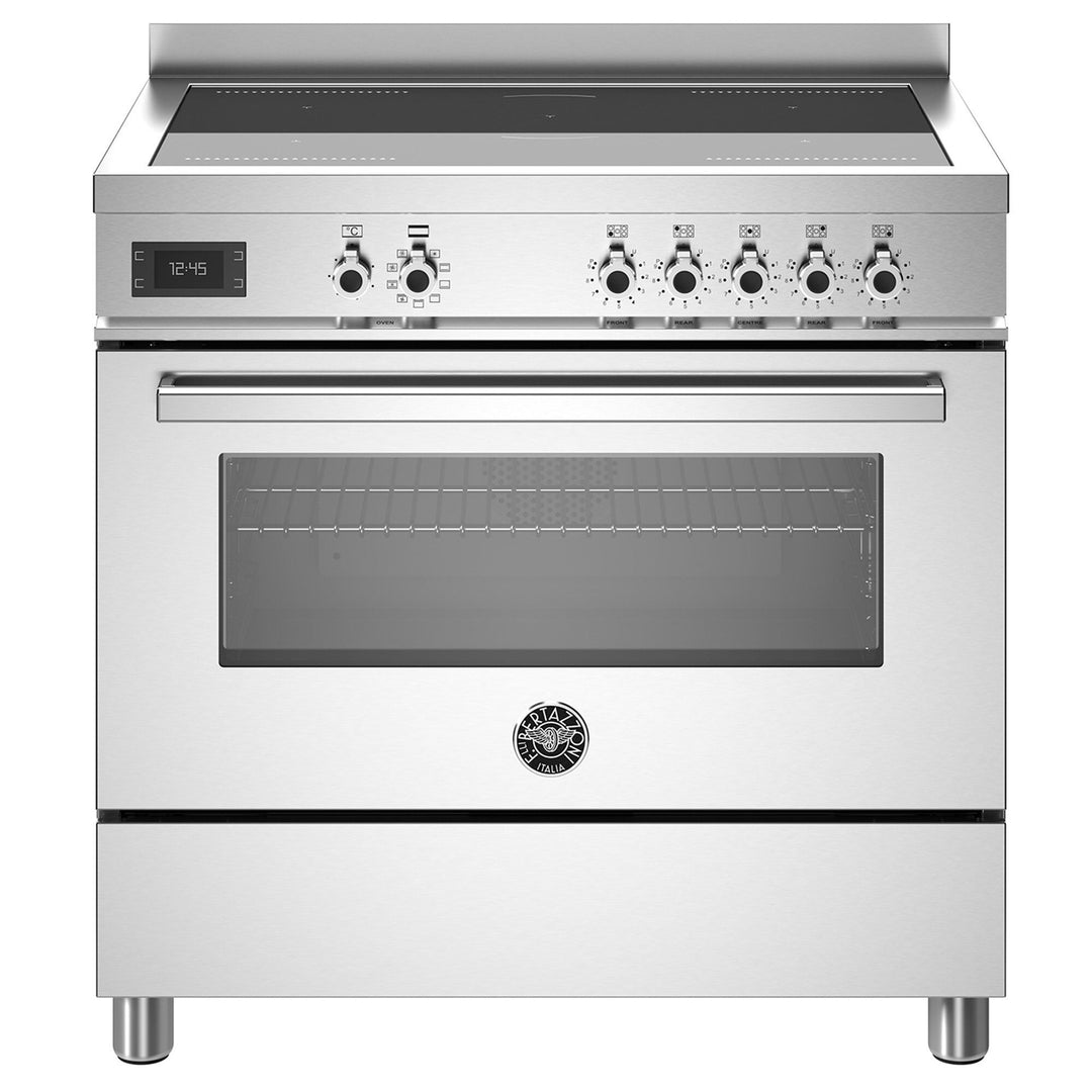 Bertazzoni Bertazzoni PRO95I1EXT Professional induktionskomfur med ovn, 90 cm, rustfrit stål – vinkelbillede (Induktionskomfur)