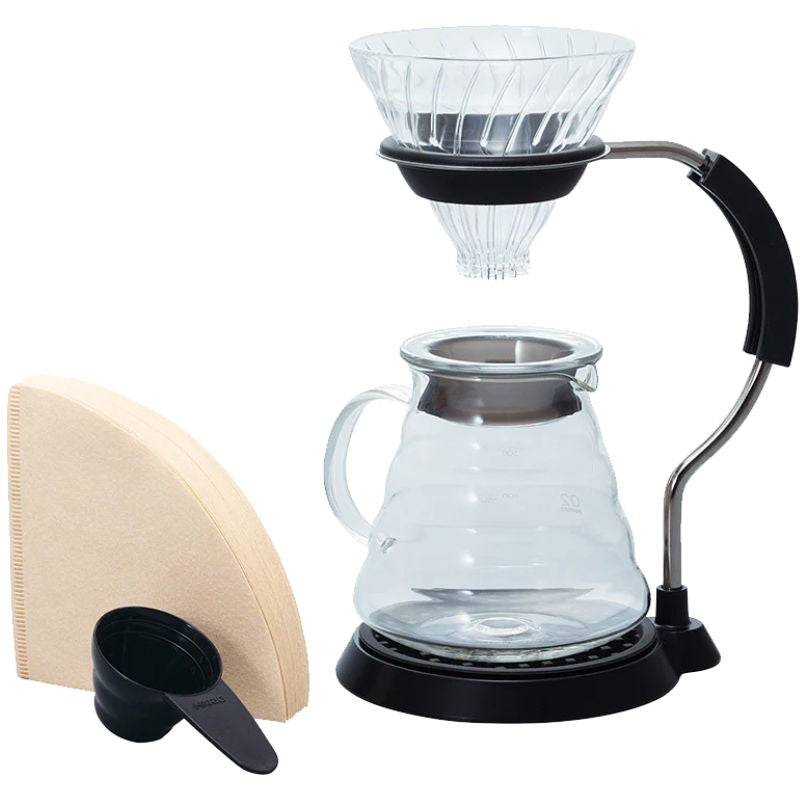 Produktbillede af V60 Arm Stand Glasdripper Sæt Hario på tilbud i premium kvalitet
