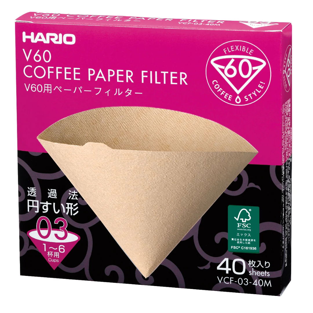Produktbillede af V60 Papirfilter 03 Natur 40 Stk. Hario på tilbud – premium kvalitet og detaljer