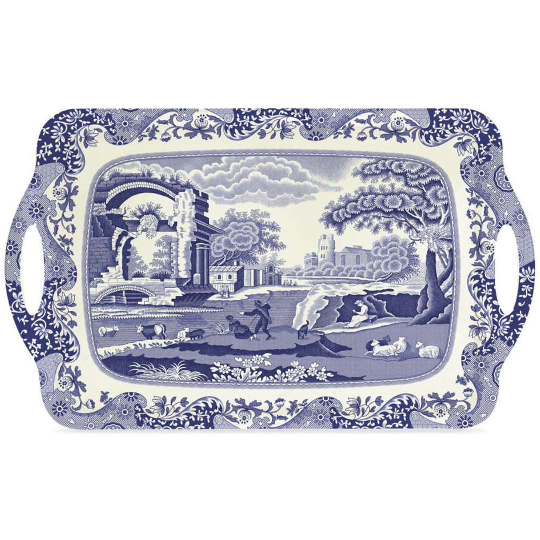 Spode Spode Serveringsbakke Blue Italian, stor ❤ vinkelbillede (Serveringsbakke)