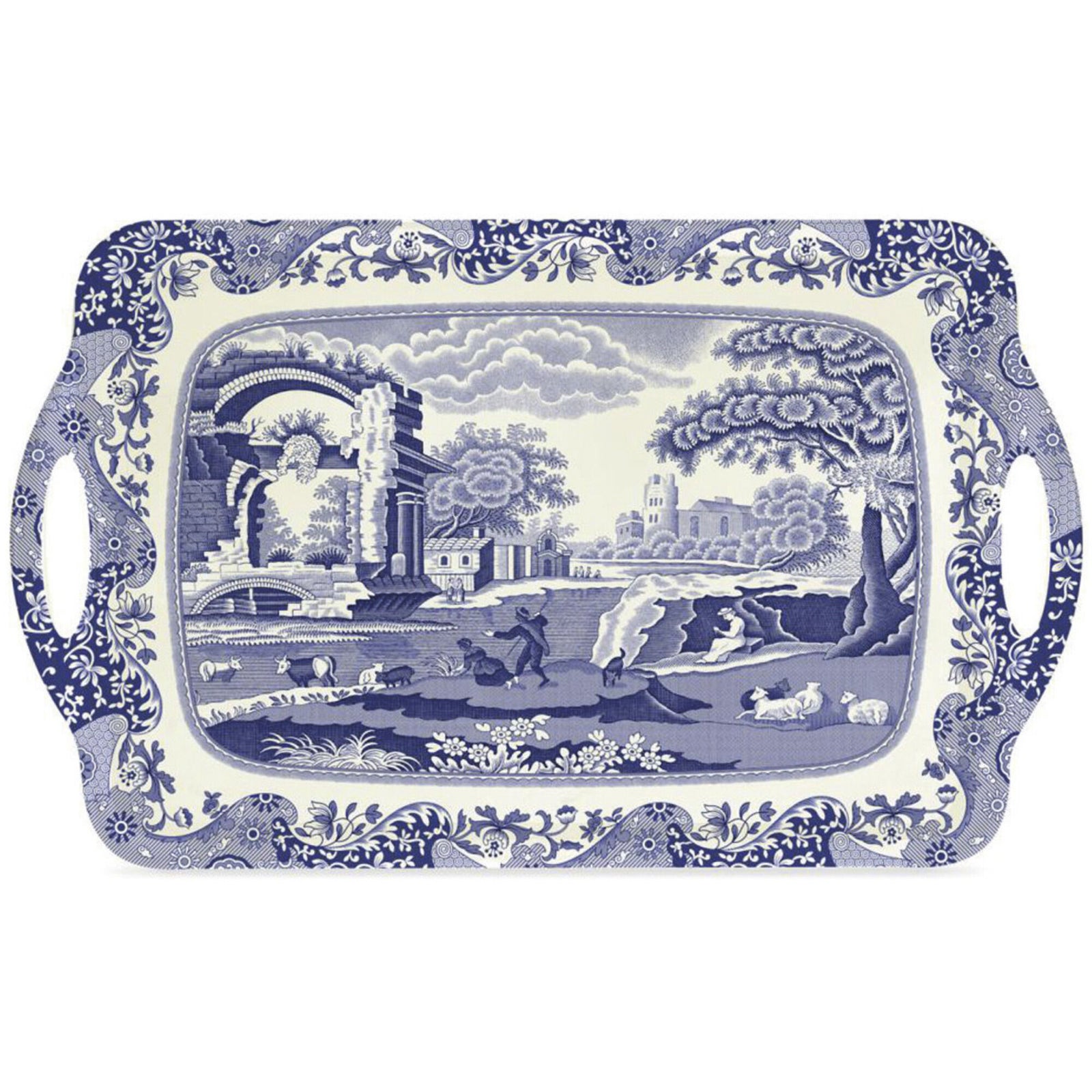 Spode Spode Serveringsbakke Blue Italian, stor ❤ vinkelbillede (Serveringsbakke)