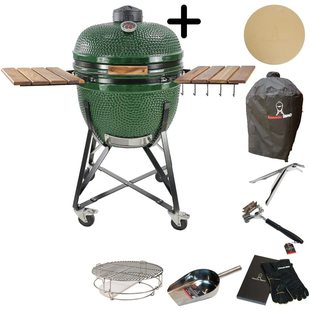Kamado sumo Kamado sumo Maxi kulgrill m. tilbehørspakke, grøn – produktvisning (Kamadogrill)