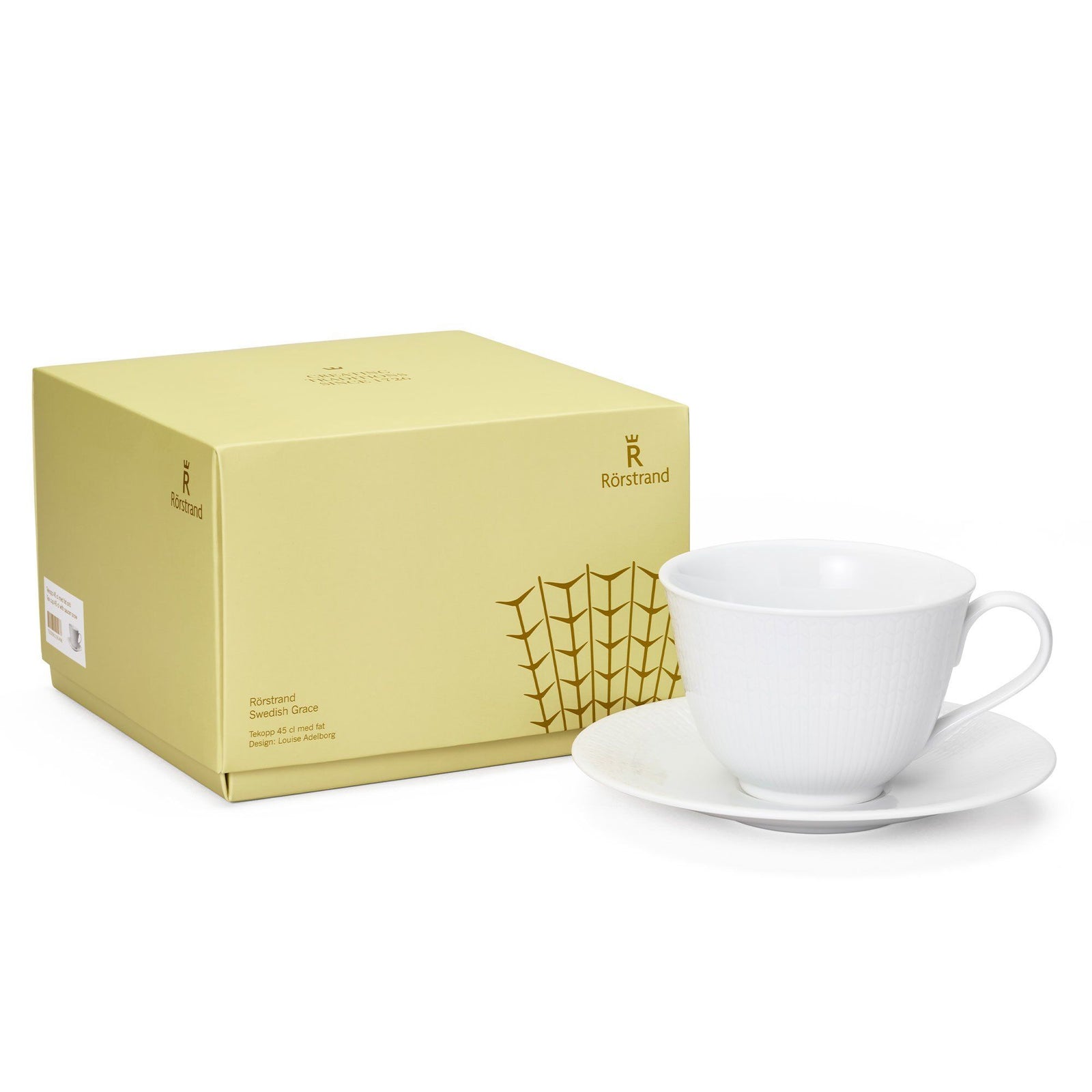 Rörstrand Rörstrand Swedish Grace tekop med underkop 45 cl, sne – frontbillede (Tekopper)