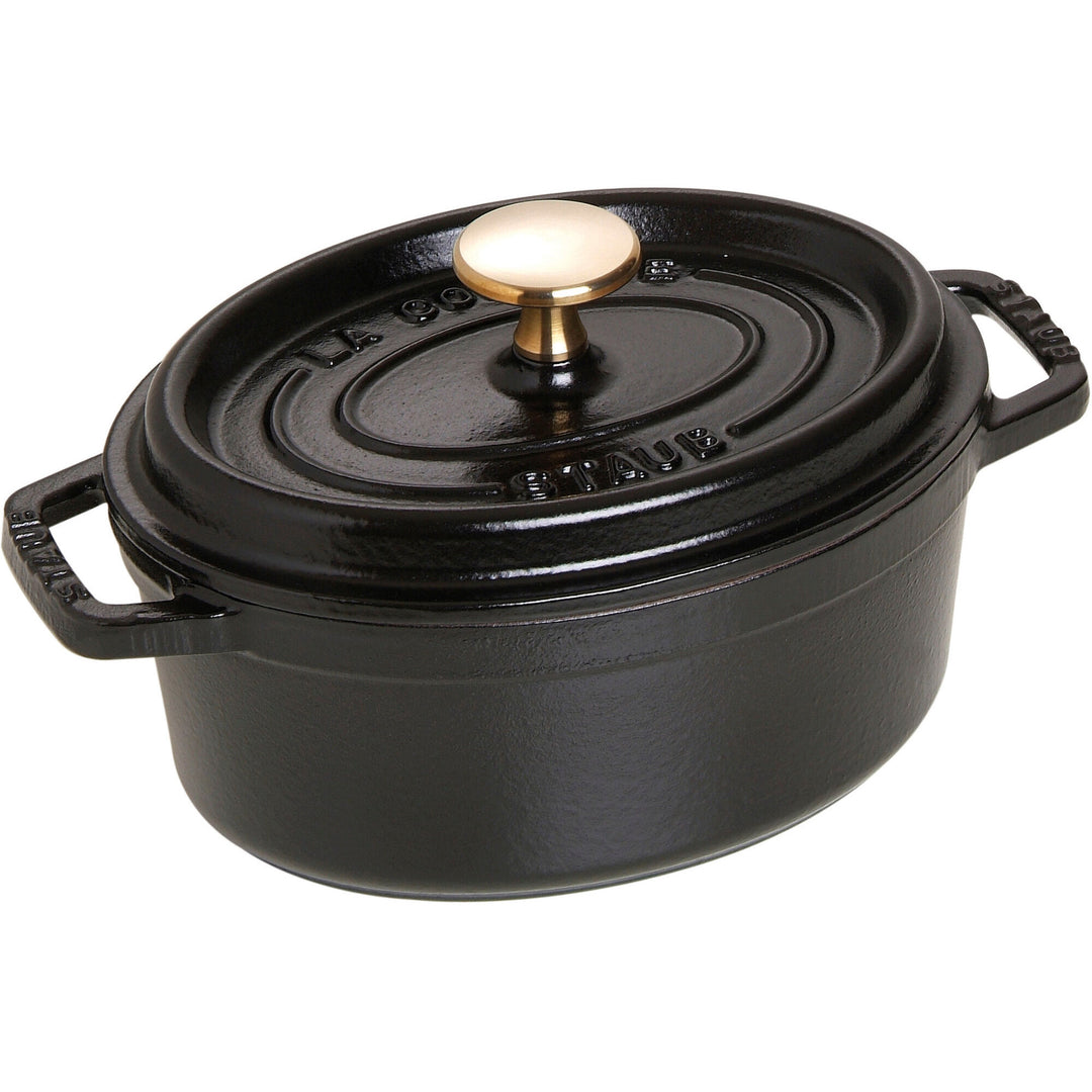 Staub Staub La Cocotte Oval cocotte 17cm. 1 liter, sort – detaljebillede (Støbejernsgryde)