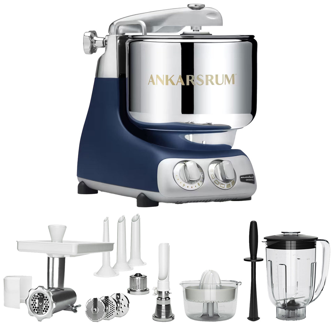 Ankarsrum Ankarsrum AKM 6230 Køkkenmaskine + Deluxe pakke, Royal Blue – produktvisning (Røremaskiner)