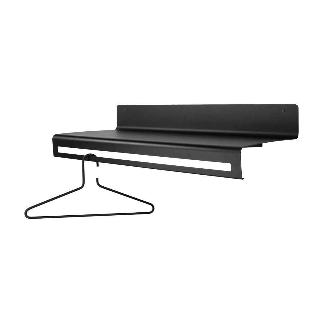 SPINDER DESIGN Wave knagerække m. hylde sort stål B:78