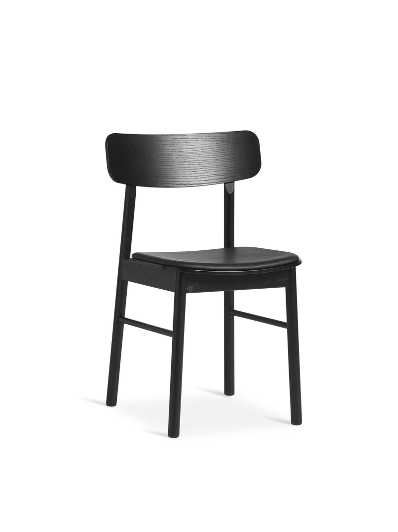 Produktbillede af WOUD SOMA SPISEBORDSSTOL SORT M/LÆDER 89 i premium kvalitet