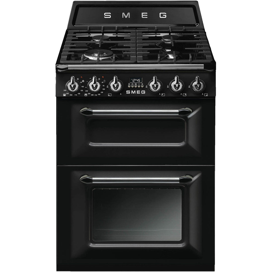Smeg Smeg TR62BL 60 cm Victoria Gaskomfur med 2 Ovne, sort – close-up (Gasblus)