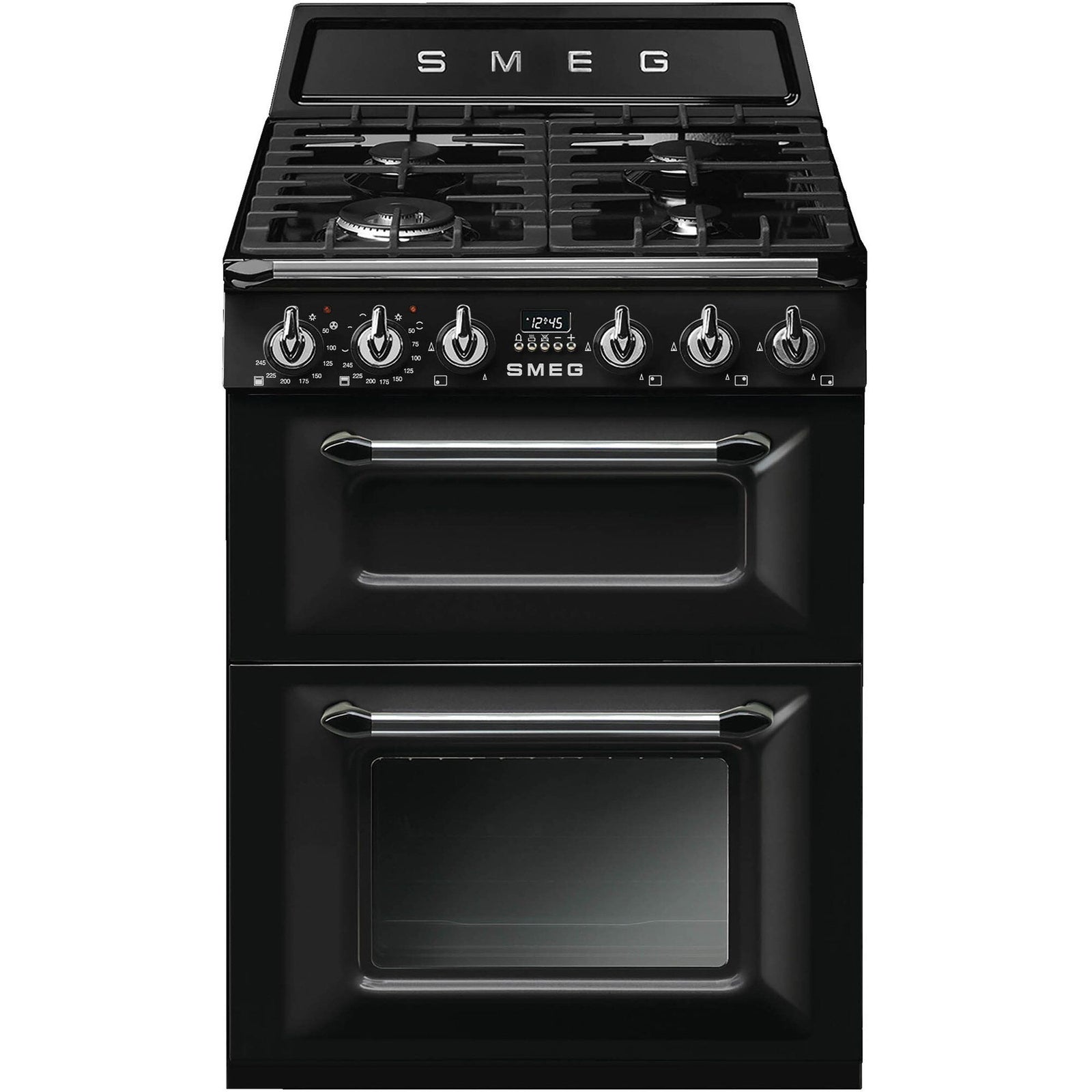 Smeg Smeg TR62BL 60 cm Victoria Gaskomfur med 2 Ovne, sort – close-up (Gasblus)