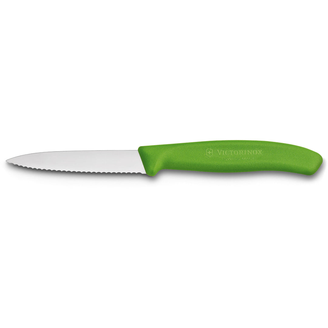 Victorinox Victorinox Takket urtekniv med nylonskæfte, 8 cm., grøn – vinkelbillede (Skalknive)
