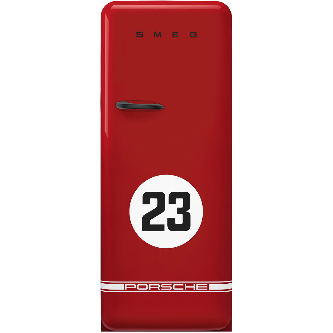 Smeg Smeg Porsche Limited Edition køleskab med fryser FAB28RDP9176, Salzburg Red – close-up (Køle- /frysekabe)