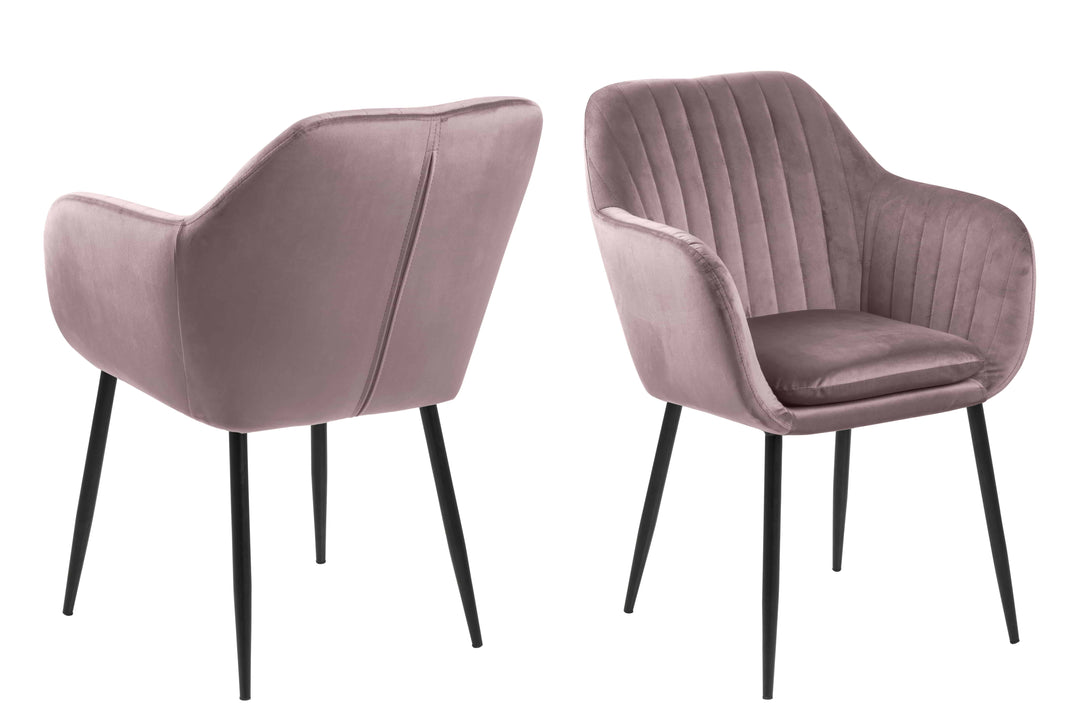 ACT NORDIC Emilia lænestol rosa/sort stof/metal m. armlæn