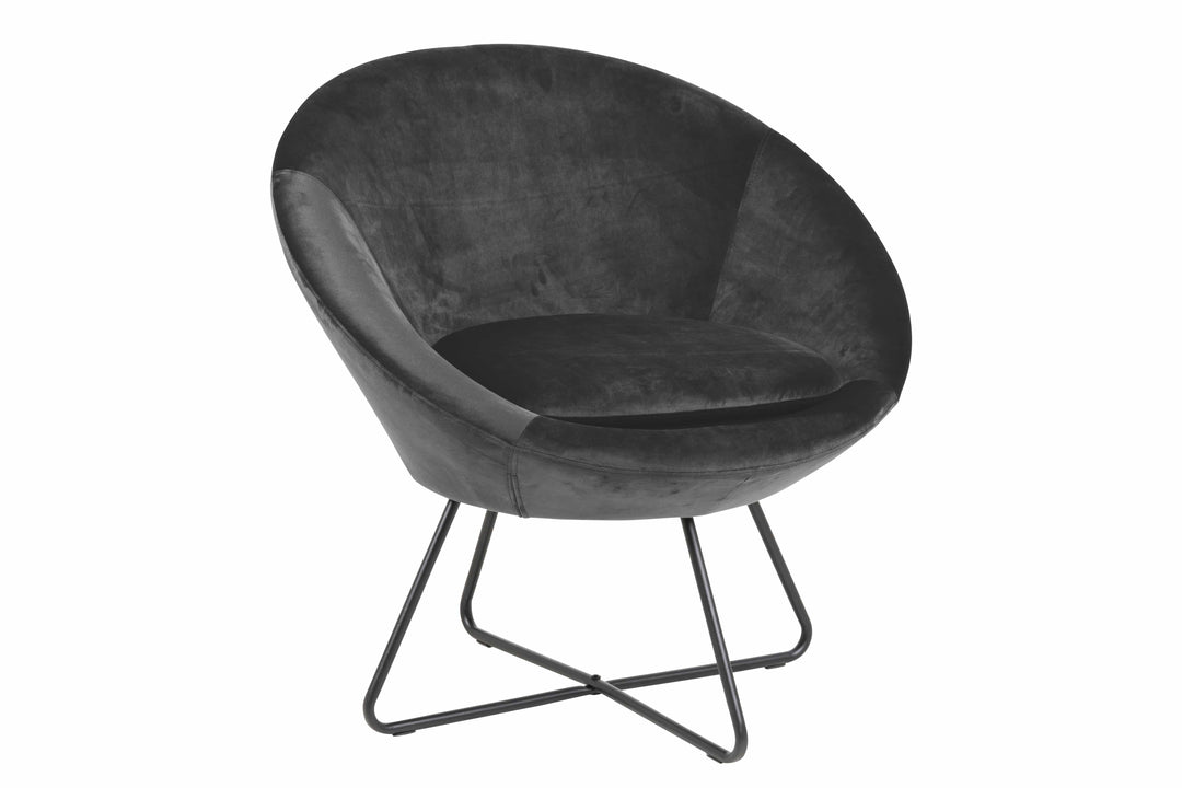 ACT NORDIC Center loungestol mørkegrå/sort stof/metal m. armlæn