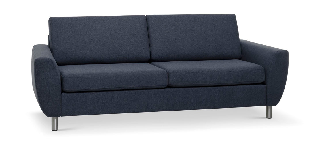 Wendy 2,5 pers. sofa blå polyester stof og børstet aluminium