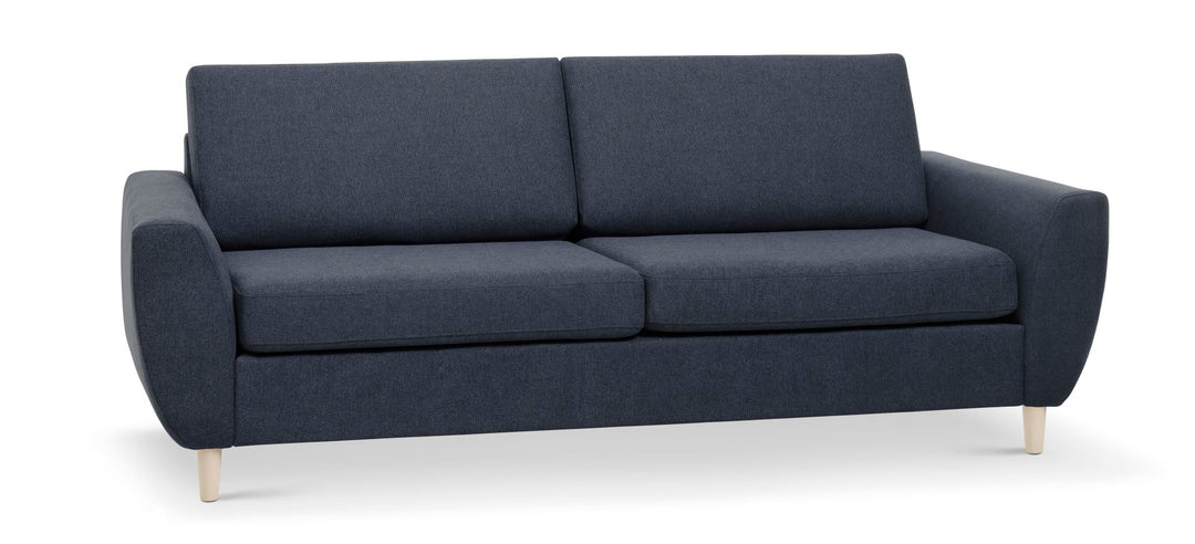 Wendy 2,5 pers. sofa blå polyester stof og natur træ