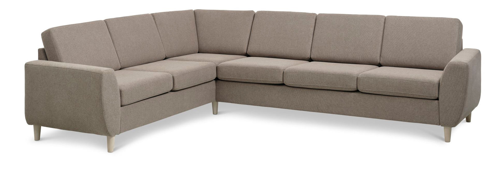Produktbillede af Wendy set 7 corner hjørnesofa antelope beige polyester stof og natur træ i premium kvalitet