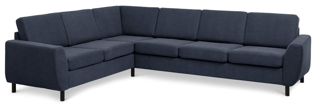 Wendy set 7 corner hjørnesofa blå polyester stof og sort træ