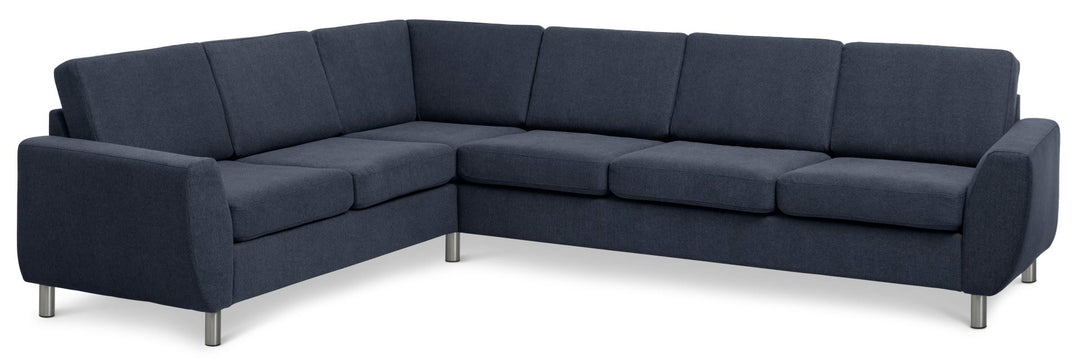 Wendy set 7 corner hjørnesofa blå polyester stof og børstet aluminium
